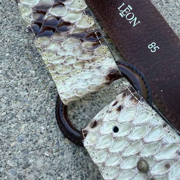 Leon size S made in Italy Lux snakeskin and leather Textured Women's Belt - Picture 6 of 15